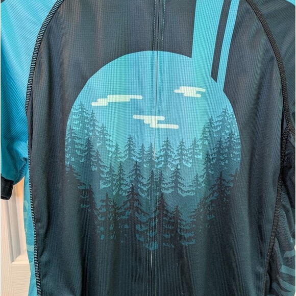 Primal Men's Cycling Jersey Full Zip Forest Trees Blue Large - Picture 4 of 11